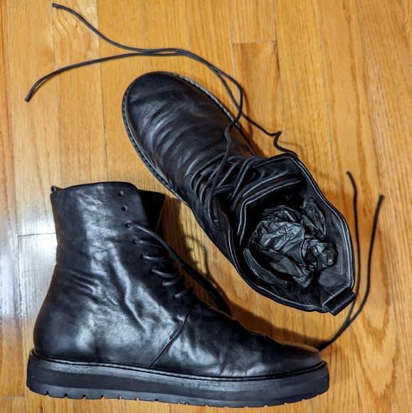 Marsell Men's Black Leather Lace Up Boots Italy 43.5 - Picture 6 of 12